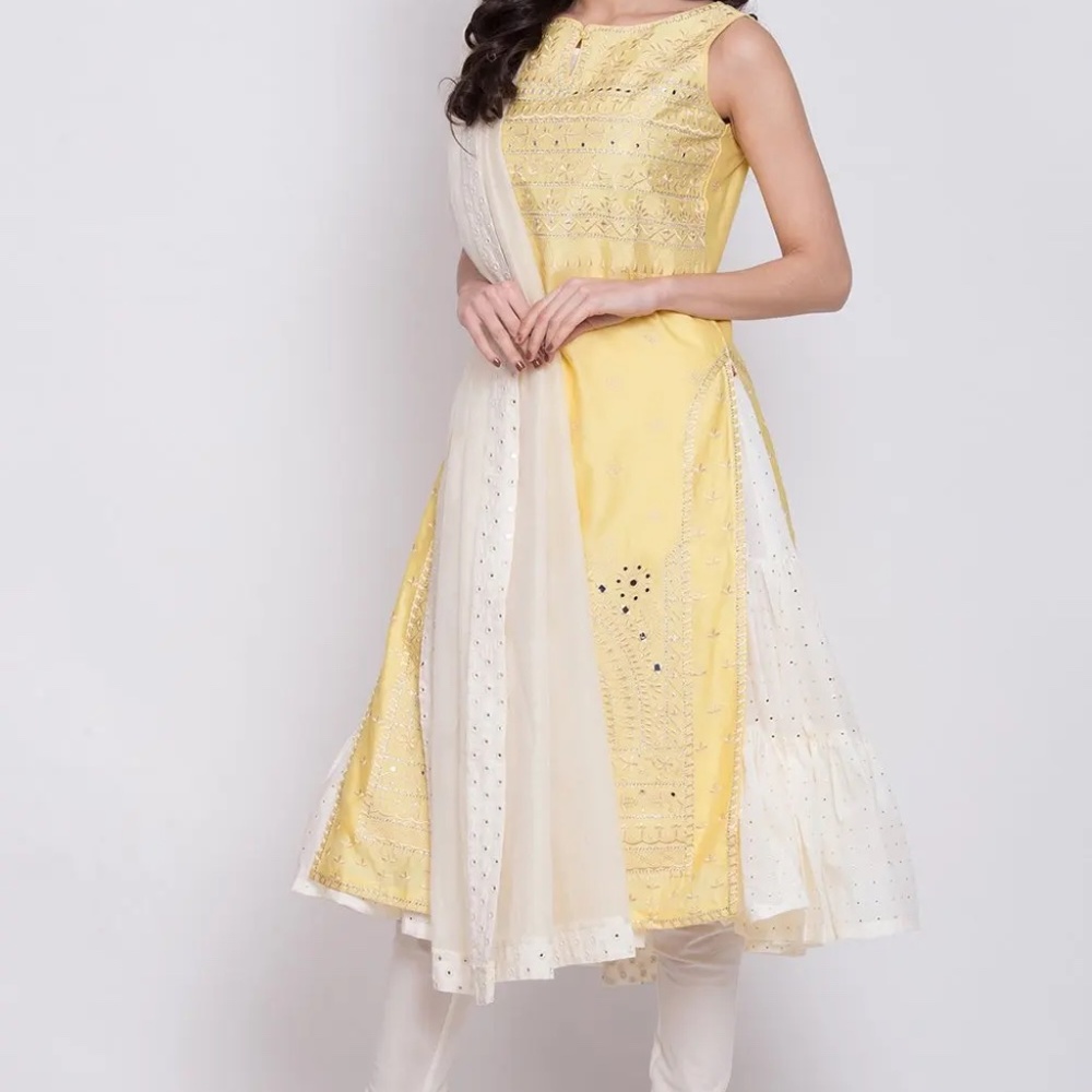 BIBA yellow Indian salwar kameez salwar suite anarkali